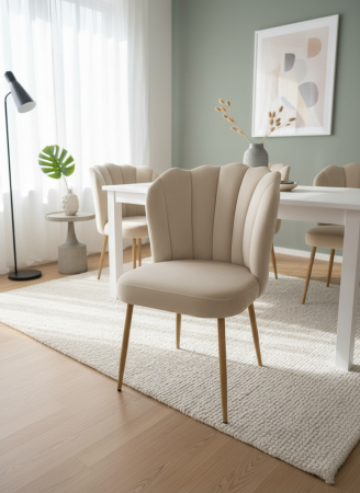 Scaune - Scaun catifea R09 crem