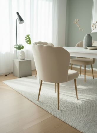 Scaun catifea R09 crem [3]