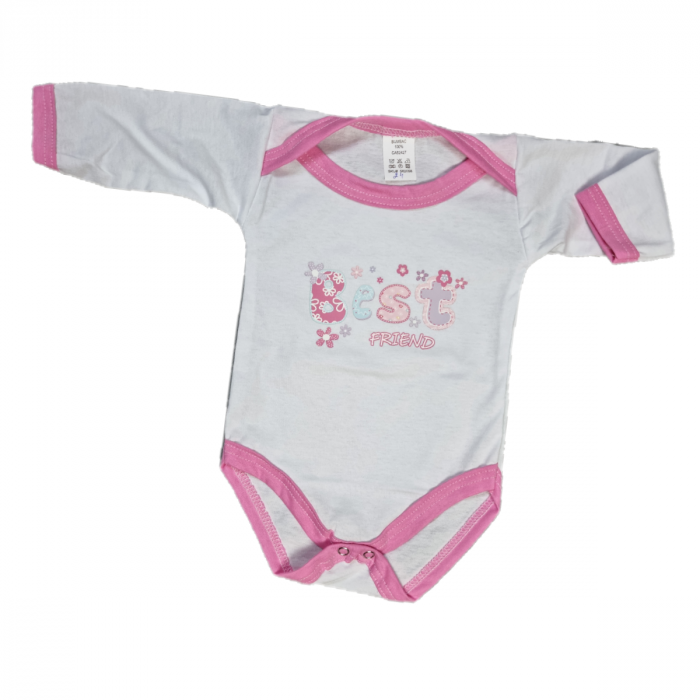 Body din bumbac pentru fetite, cu imprimeu , zBest friends,   3-6 luni