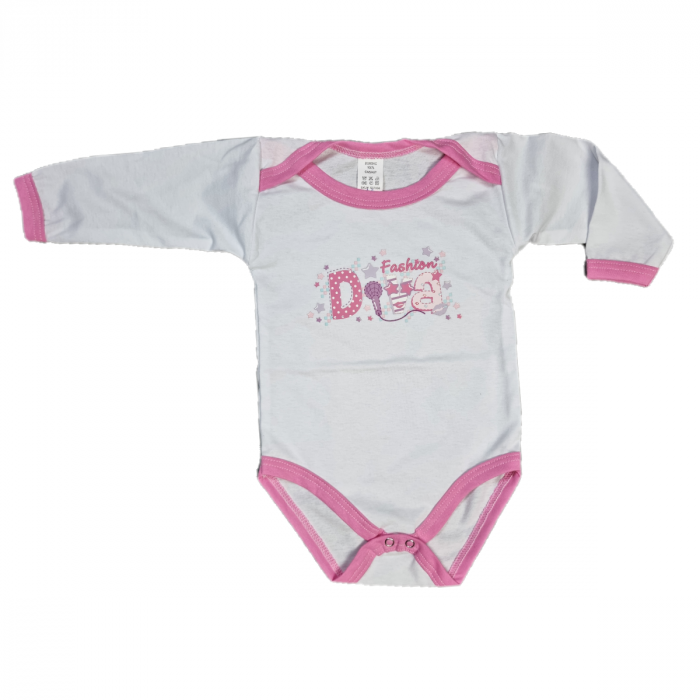 Body chic din bumbac pentru bebelusi fetite, cu imprimeu , z Fashion Diva, 9-12 luni