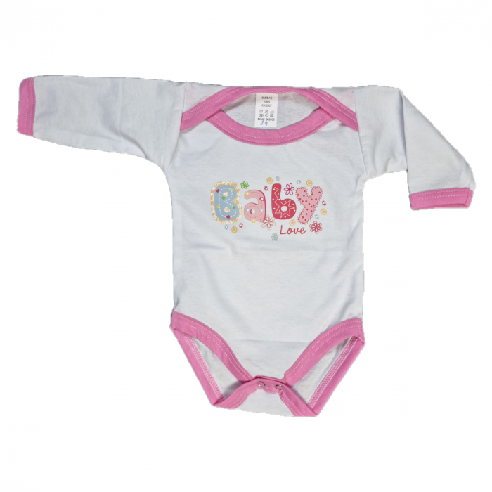 Body delicat din bumbac pentru bebelusi fetite, cu imprimeu , zBaby Love,   3-6 luni