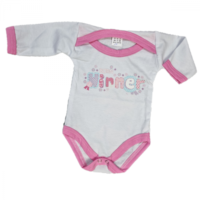 Body de bumbac pentru bebelusi fetite, cu imprimeu , zBorn Winner,   0-3 luni