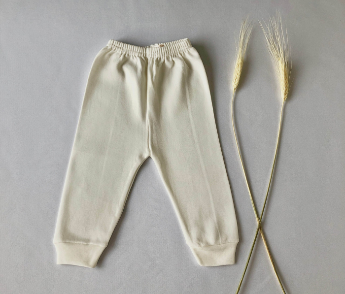 Pantaloni Bebe din Bumbac 100%, Ivory, 6-9 luni