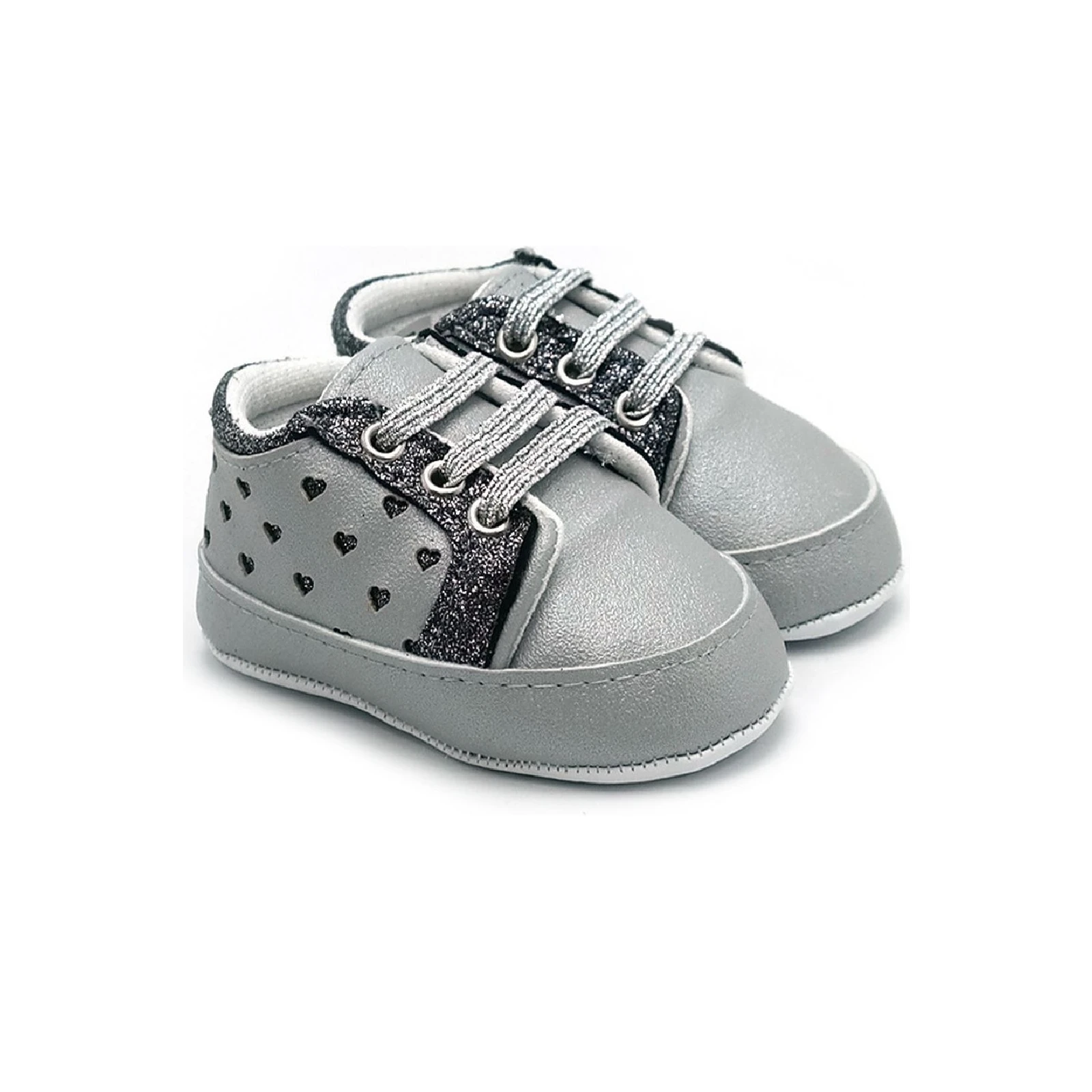 Pantofi Newborn Heart Gri ,   Marime 15