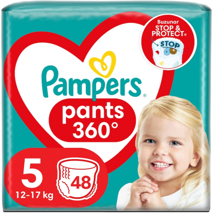 Scutece-Chilotel Pampers Pants Nr. 5, Fixare 360 - Pachet de 48 de bucati