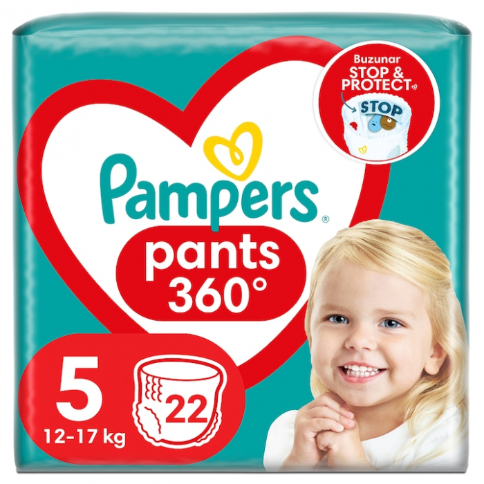 Scutece-Chilotel Pampers Pants Nr. 5, Fixare 360 - Pachet de 22 de bucati