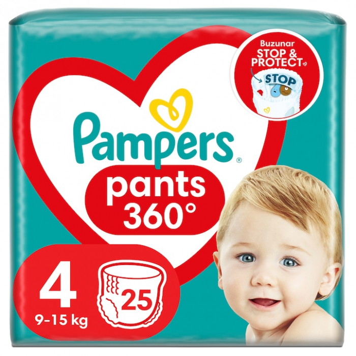 Scutece-Chilotel Pampers Pants Nr. 4, Fixare 360 - Pachet de 25 de bucati