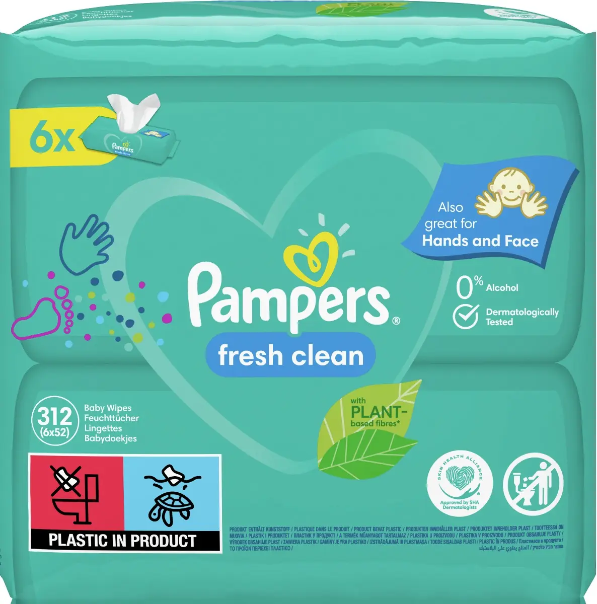 servetele Umede Pampers Fresh Clean ,   6 pachete, 312 bucati