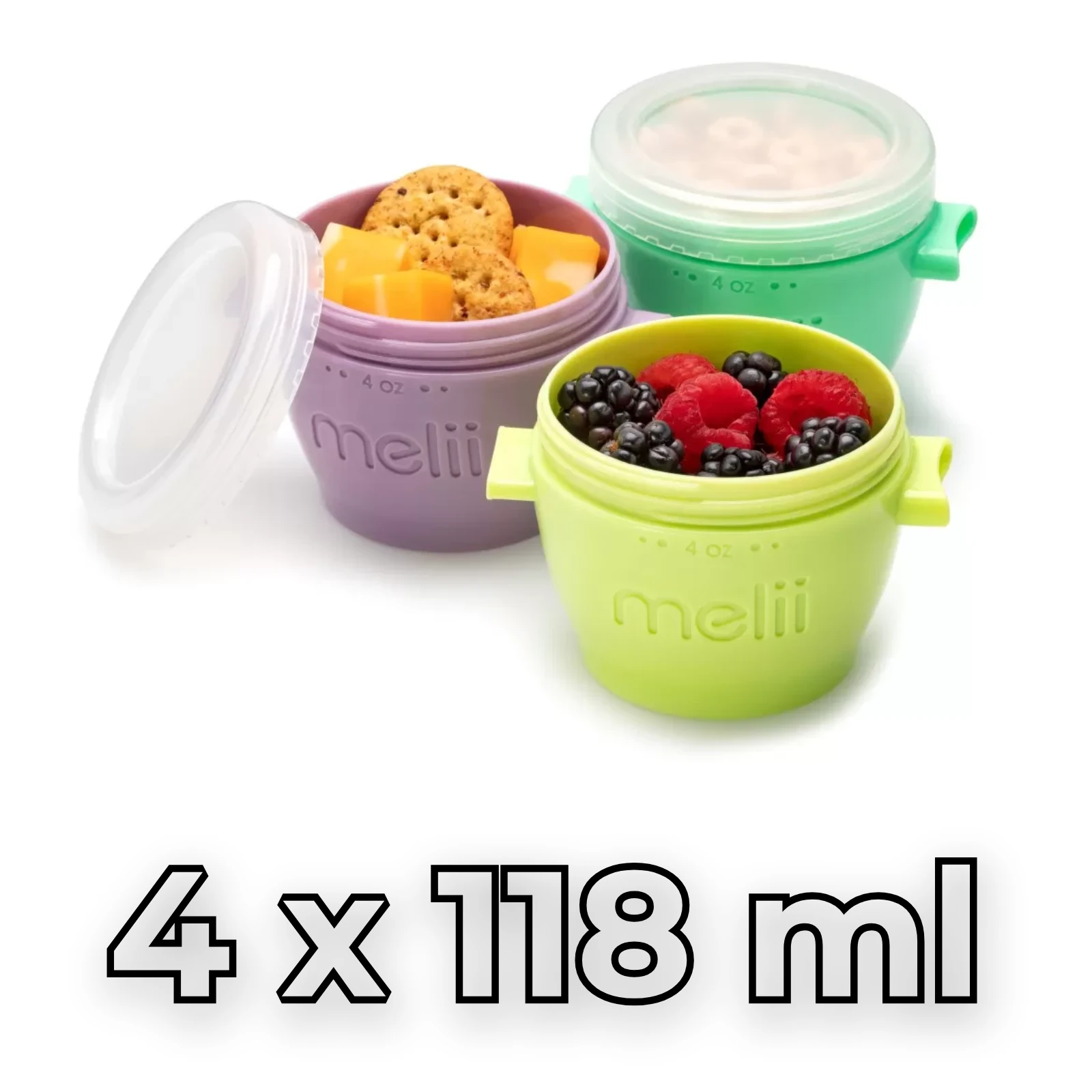 Set 4 Recipiente SnapGo din Silicon Melii , 118 ml