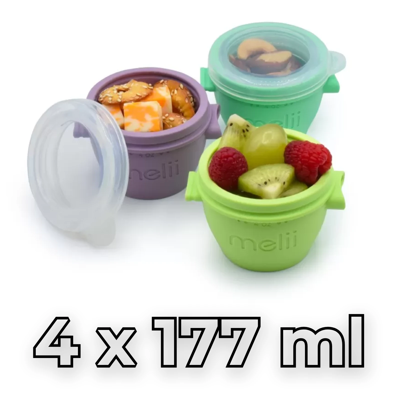 Set 4 Recipiente SnapGo din Silicon Melii , 177 ml