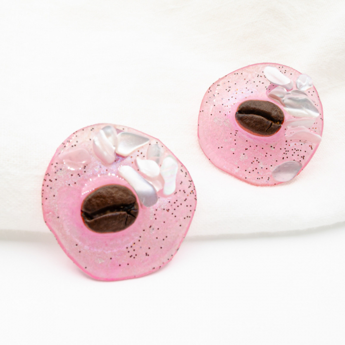 Cercei SaltyPink cu bob real de cafea [6]