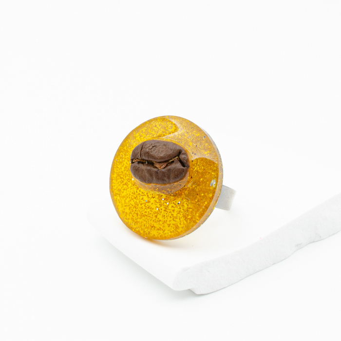 Inel GOLD cu bob real de cafea [7]
