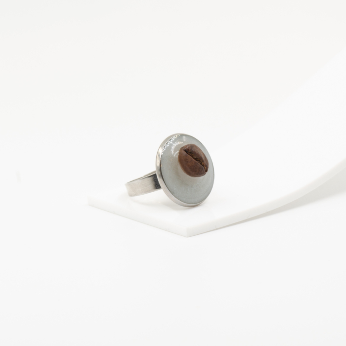 Inel HardChoise SILVER cu bob de cafea [6]