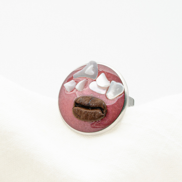 Inel PinkWaves cu bob real de cafea [6]