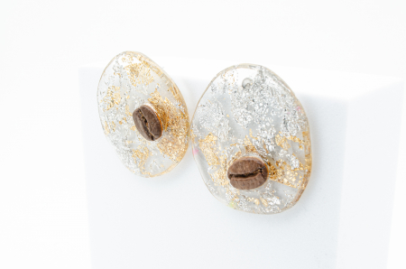 Cercei Gold and Silver Obsession cu bob real de cafea [3]