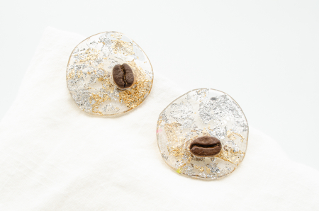 Cercei Gold and Silver Obsession cu bob real de cafea [2]