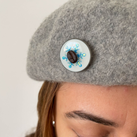 Brosa pin de Craciun cu Fulg de Zapada decorat cu bob real de cafea [3]