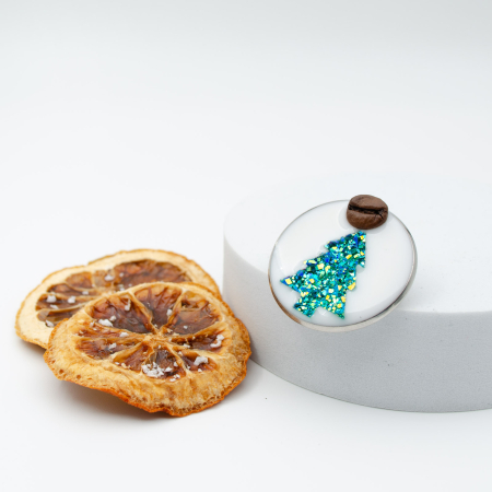 Brosa pin cu Brad de Craciun decorat cu bob real de cafea [3]