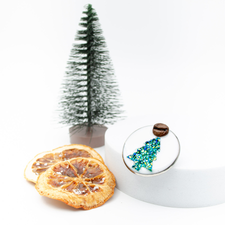 Brosa pin cu Brad de Craciun decorat cu bob real de cafea [2]