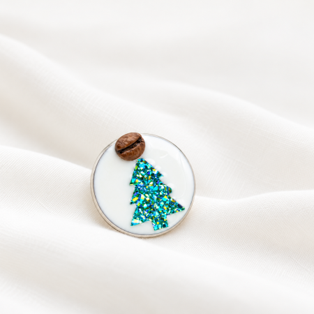 Brosa pin cu Brad de Craciun decorat cu bob real de cafea [5]