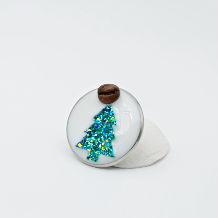 Brosa pin cu Brad de Craciun decorat cu bob real de cafea [2]