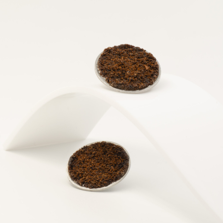 COLECȚIA scuZAȚ - Cercei ROUND cu Zaț de cafea