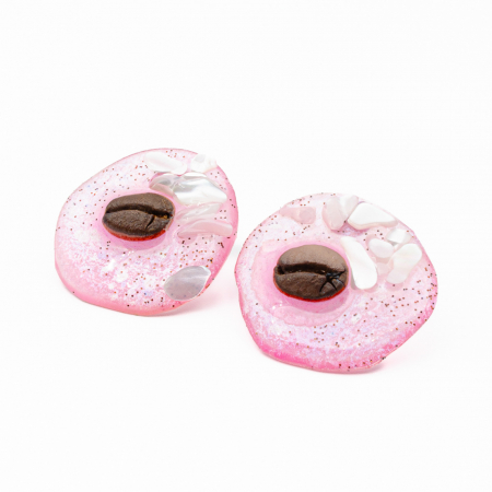 COLECȚIA  EXPLORE - Cercei SaltyPink cu bob real de cafea