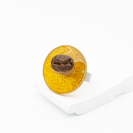 Inel GOLD cu bob real de cafea [6]