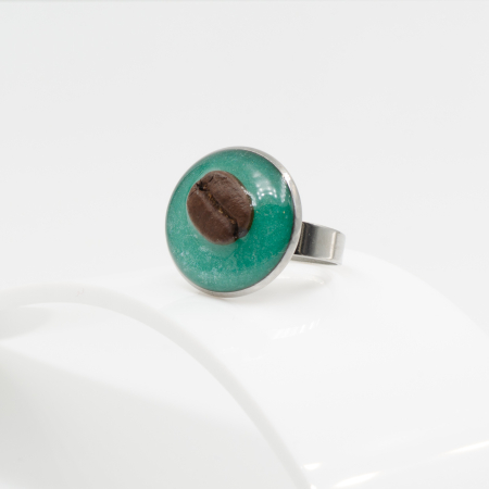 INELE - Inel HardChoise TURQUOISE cu bob de cafea