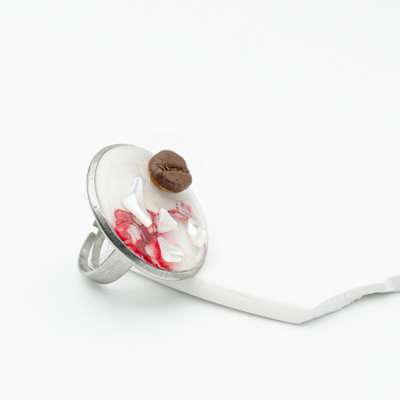 Inel RedBerries cu bob real de cafea [2]