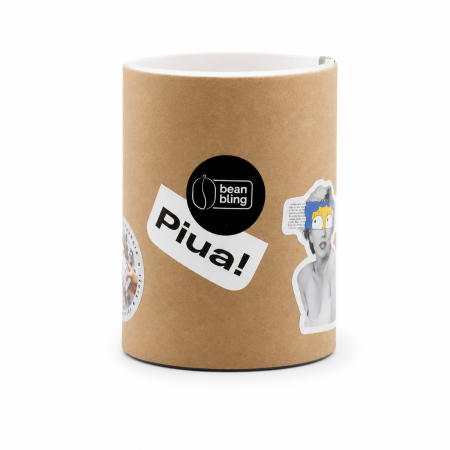 Pachet cadou „piua” cu cană ceramică mată, broșă pin și stikere UV BeanBling [7]