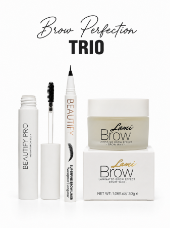 Ceara sprancene LamiBrow - Brow Perfection Trio - Lami Brow Wax, Instant Brow Lock si Superfine Brow Liner