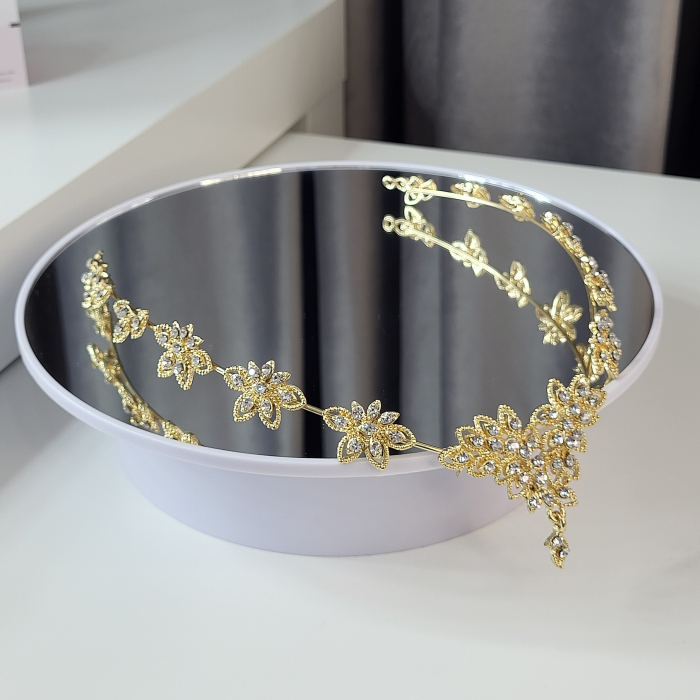 Accesoriu pentru par - Dancing, gold decorata cu cristale albe [2]