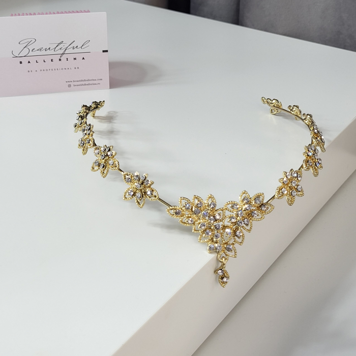 Accesoriu pentru par - Dancing, gold decorata cu cristale albe [3]