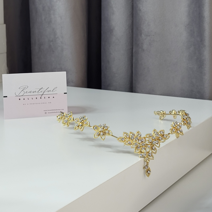 Accesoriu pentru par - Dancing, gold decorata cu cristale albe [6]