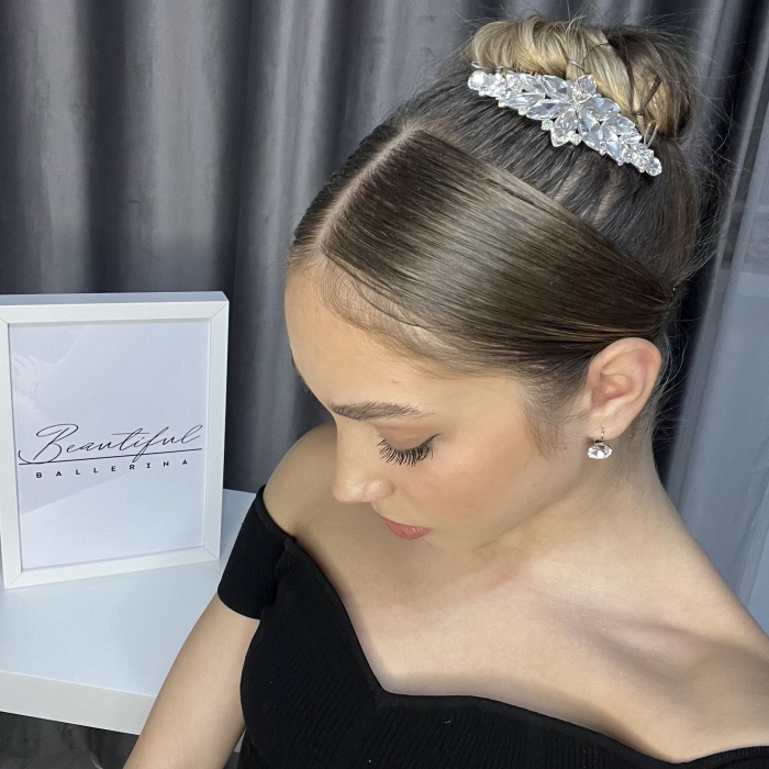 Accesoriu - pieptene cu cristale strălucitoare - floare - silver [2]