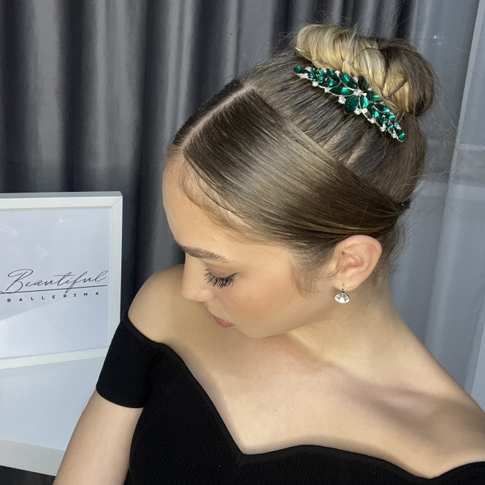 Accesoriu - pieptene cu cristale strălucitoare - floare - verde [4]