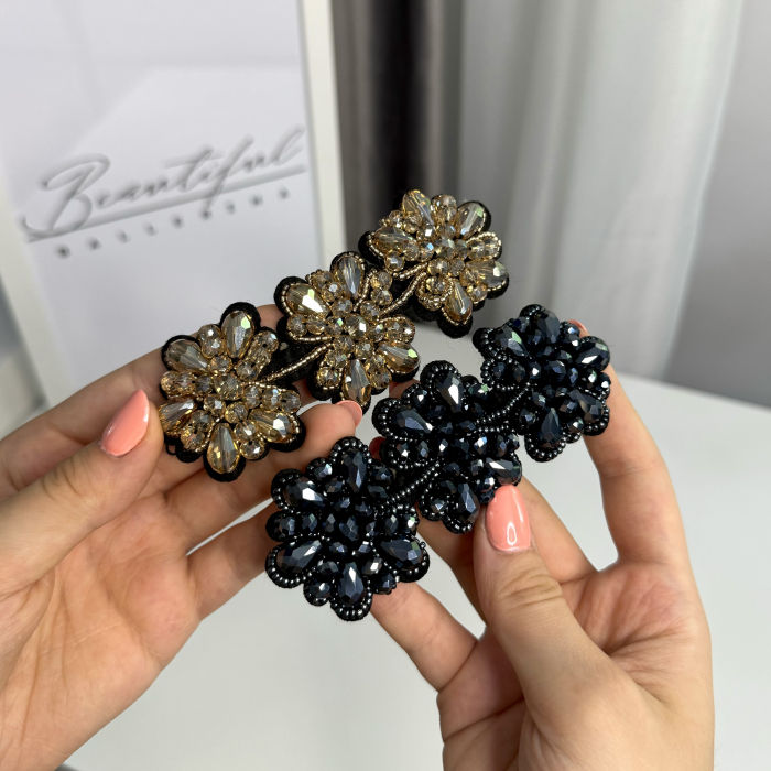 Accesoriu pentru păr, 3 flori din cristale – gold - Beautiful Ballerina [3]
