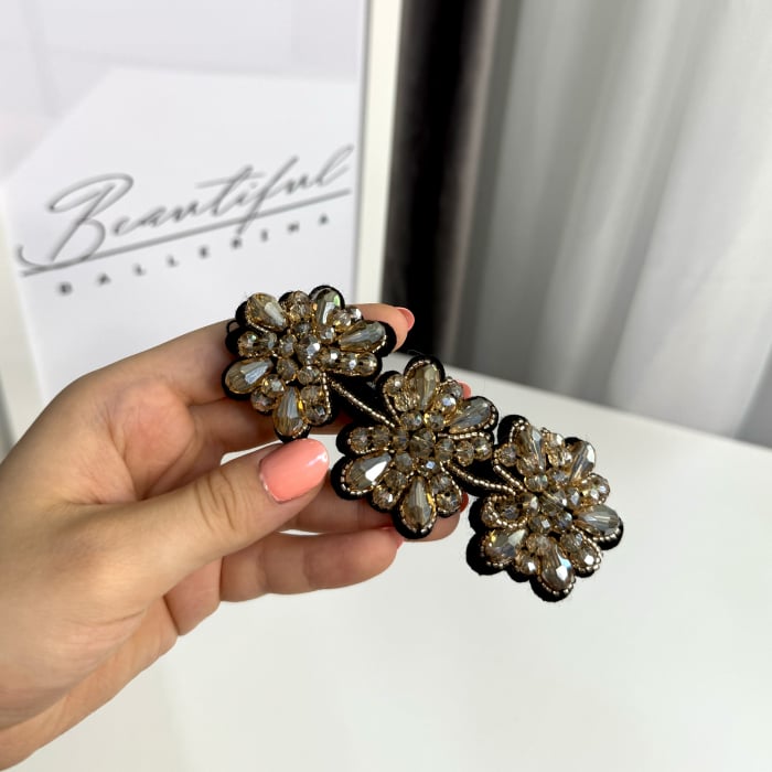 Accesoriu pentru păr, 3 flori din cristale – gold - Beautiful Ballerina [2]