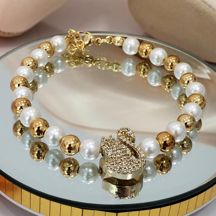 Bratara - Elegance Swan - white pearl [7]