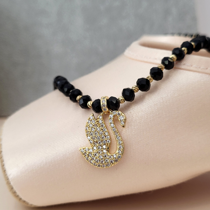 Colier - Elegance Swan - black crystal [7]