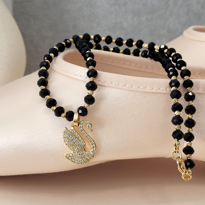 Colier - Elegance Swan - black crystal [2]