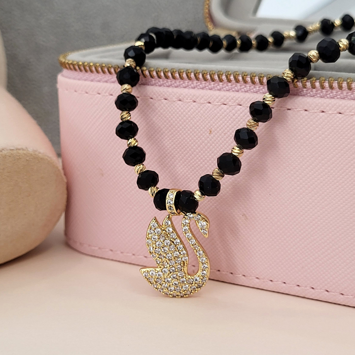 Colier - Elegance Swan - black crystal [8]