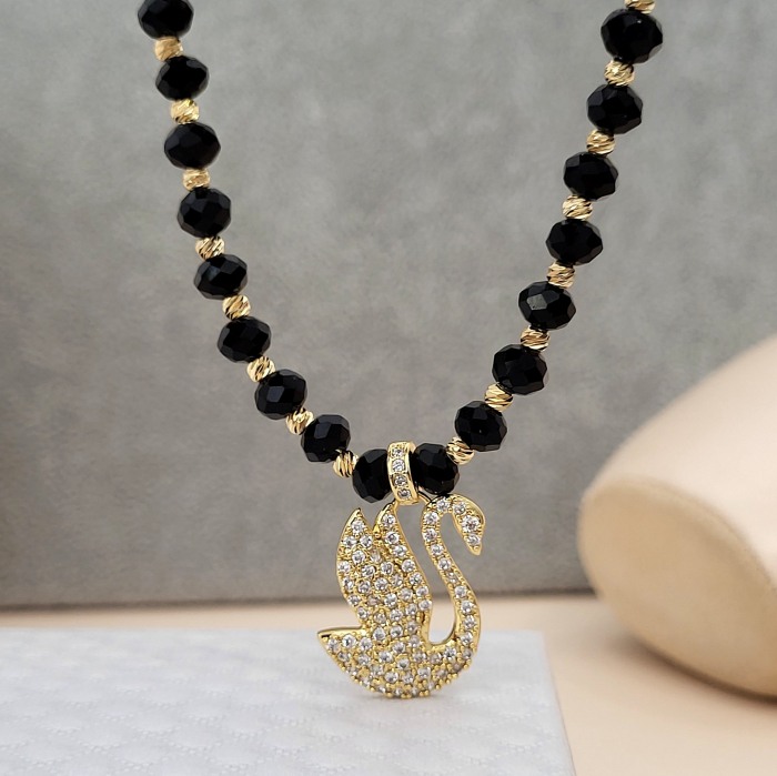 Colier - Elegance Swan - black crystal [6]