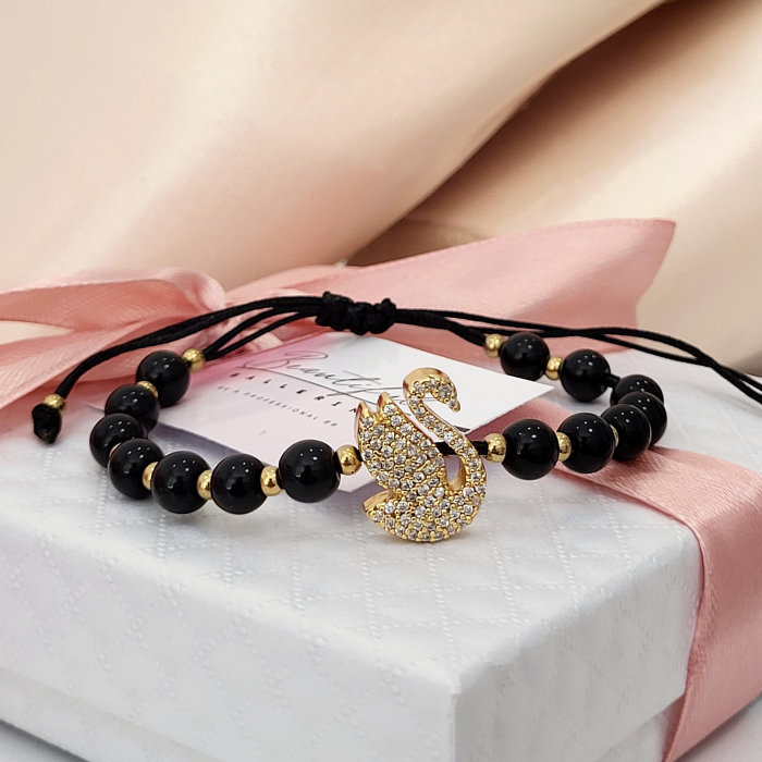 Bratara - Elegance Swan - black pearl [10]