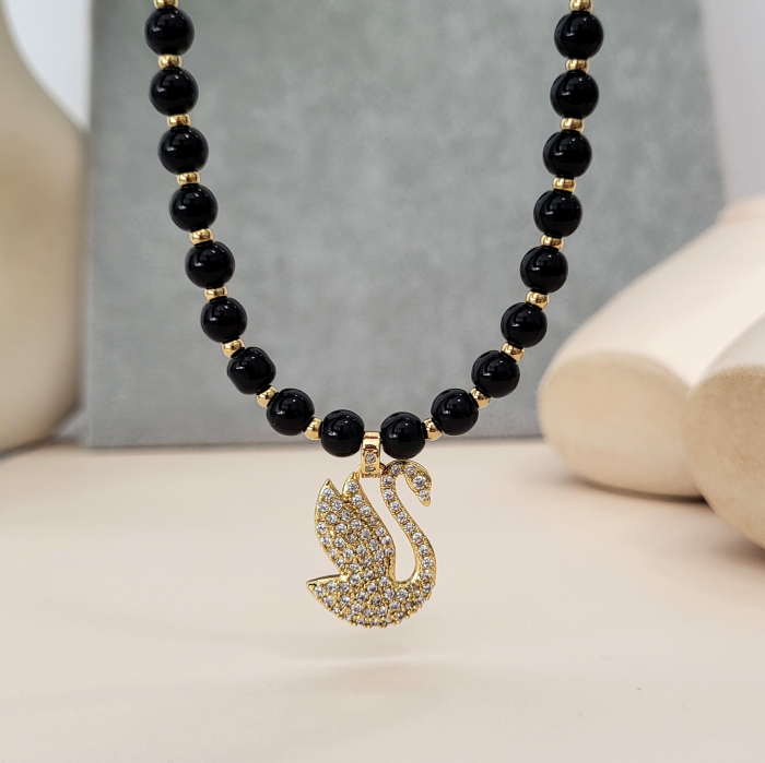 Colier - Elegance Swan - black pearl [9]
