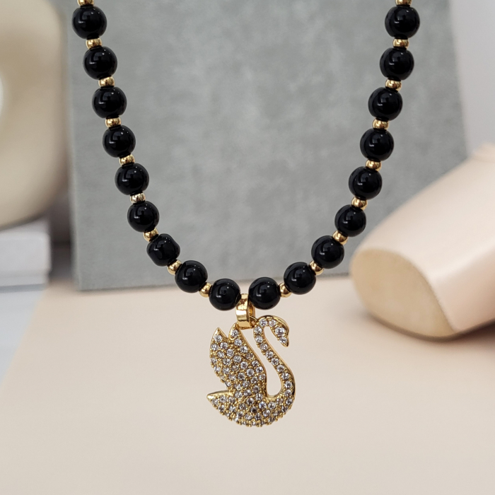 Colier - Elegance Swan - black pearl [5]