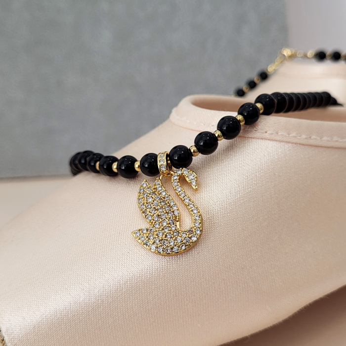 Colier - Elegance Swan - black pearl [3]
