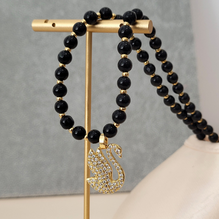Colier - Elegance Swan - black pearl [4]