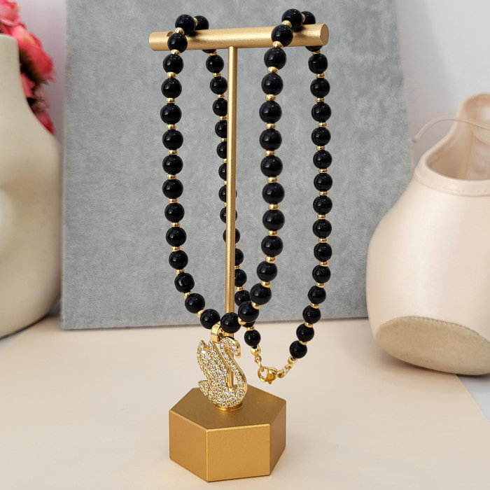 Colier - Elegance Swan - black pearl [8]